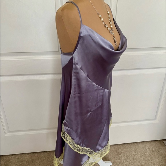 Nasty Gal Lilac Satin Cowl Neck Mini Dress Size 10 - Picture 5 of 13
